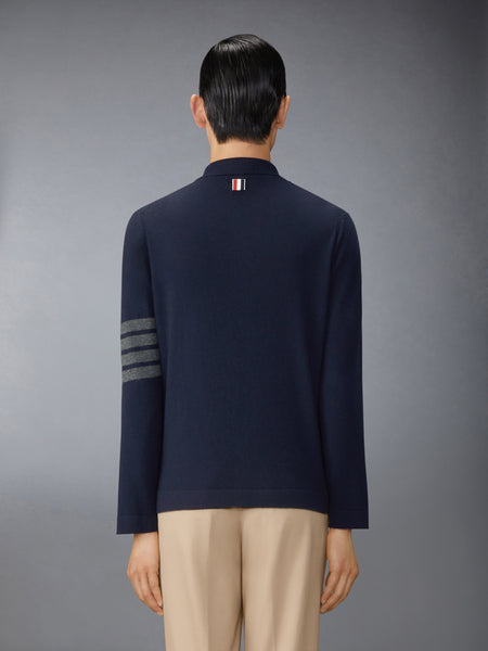 カシミアジャージーステッチ4BARシャツ ネイビー