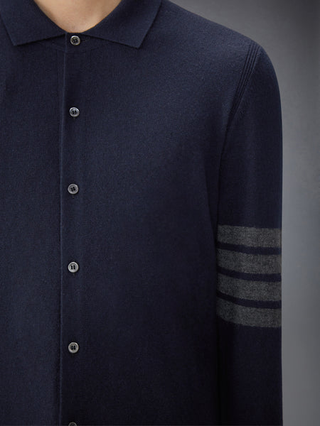 カシミアジャージーステッチ4BARシャツ ネイビー