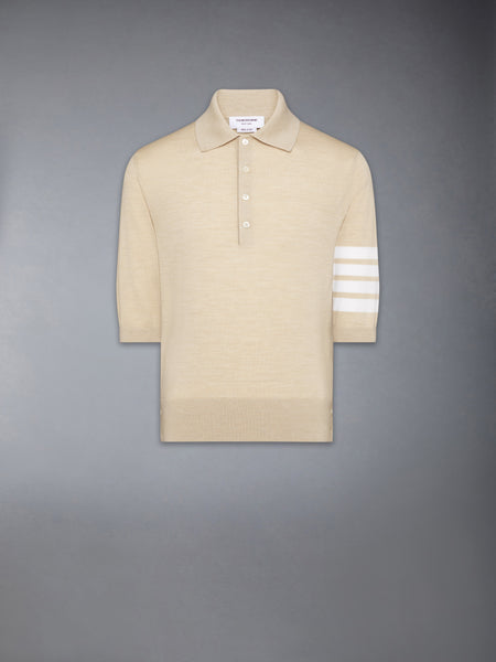 FINE MERINO WOOL 4-BAR POLO BEIGE