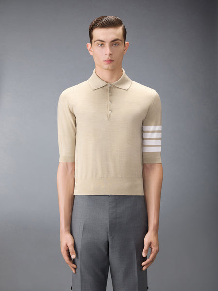FINE MERINO WOOL 4-BAR POLO BEIGE