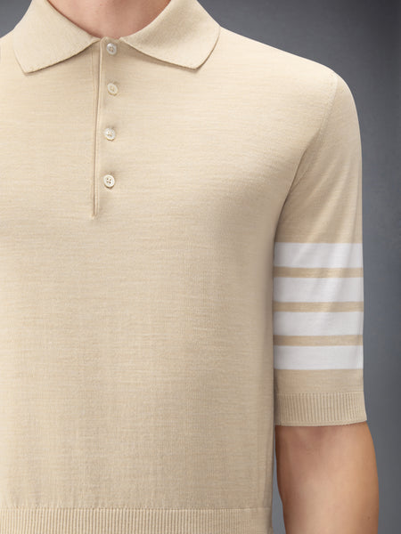 FINE MERINO WOOL 4-BAR POLO BEIGE