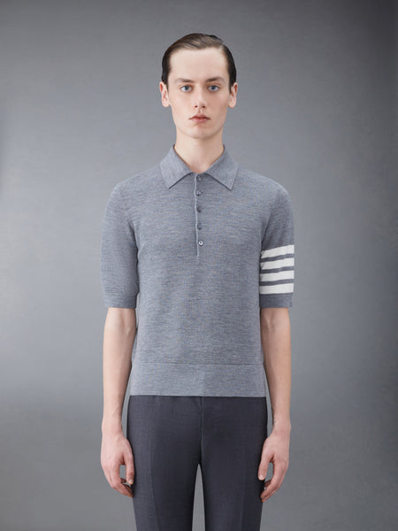 Fine Merino Waffle 4-Bar Short Sleeve Polo LT GREY