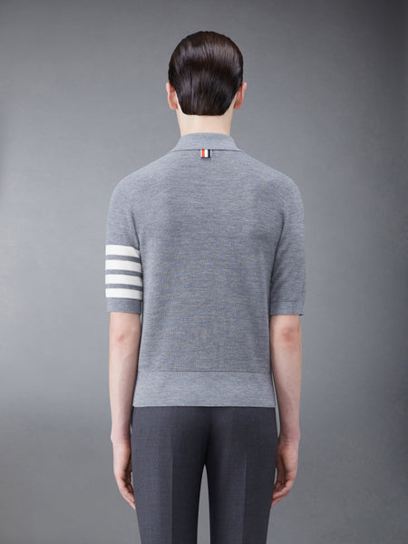 Fine Merino Waffle 4-Bar Short Sleeve Polo LT GREY