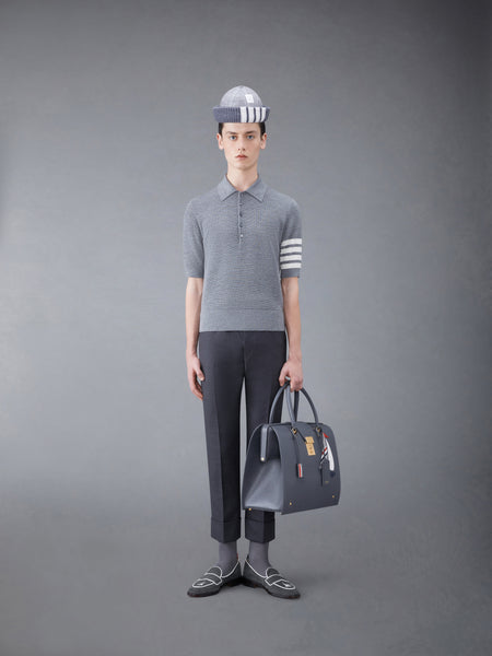 Fine Merino Waffle 4-Bar Short Sleeve Polo LT GREY