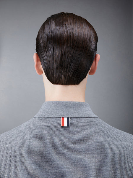 Fine Merino Waffle 4-Bar Short Sleeve Polo LT GREY