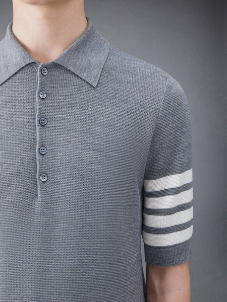 Fine Merino Waffle 4-Bar Short Sleeve Polo LT GREY