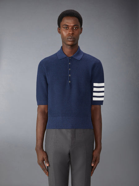 LINEN COTTON 4-BAR RELAXED FIT POLO NAVY