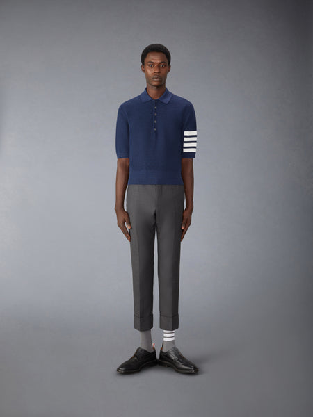 LINEN COTTON 4-BAR RELAXED FIT POLO NAVY