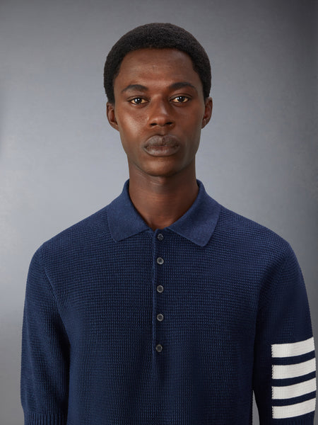 LINEN COTTON 4-BAR RELAXED FIT POLO NAVY