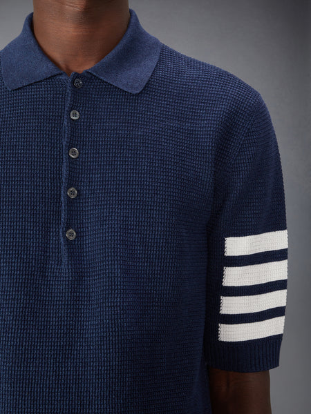 LINEN COTTON 4-BAR RELAXED FIT POLO NAVY