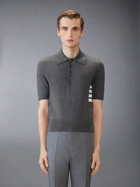 COTTON 4-BAR RELAXED FIT POLO MED GREY