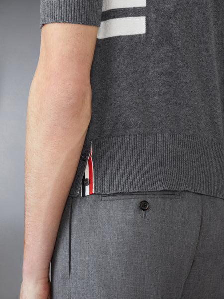 COTTON 4-BAR RELAXED FIT POLO MED GREY