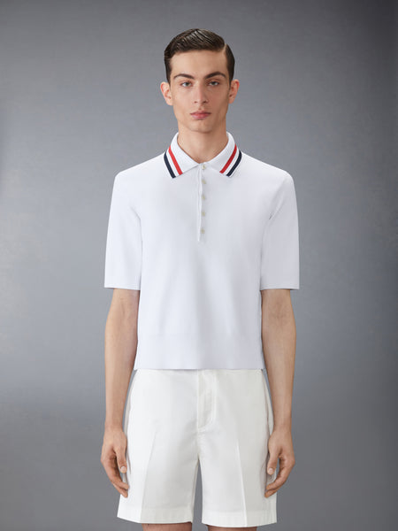 STRETCH VISCOSE TENNIS POLO WHITE