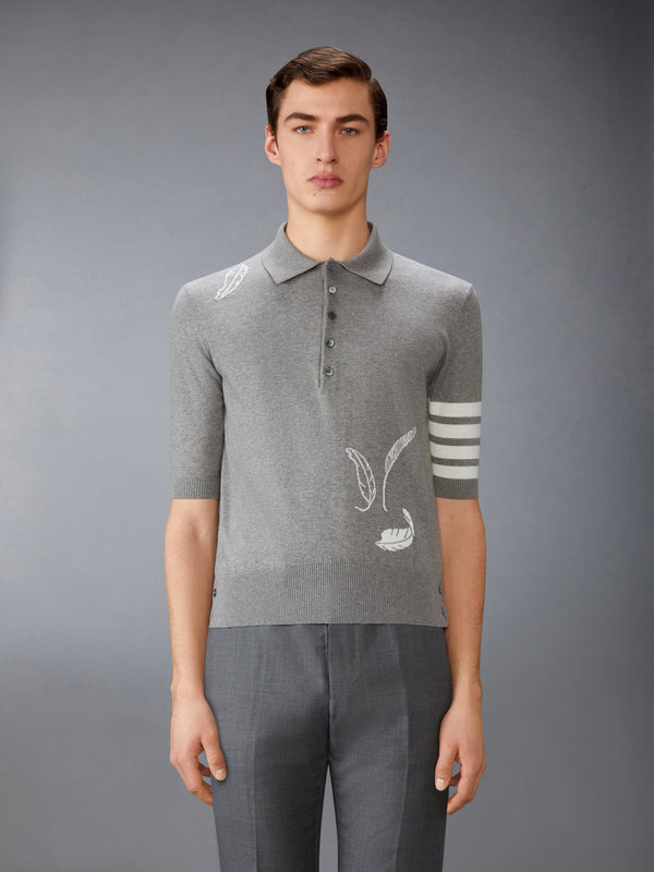 FEATHER INTARSIA 4-BAR POLO - image 1