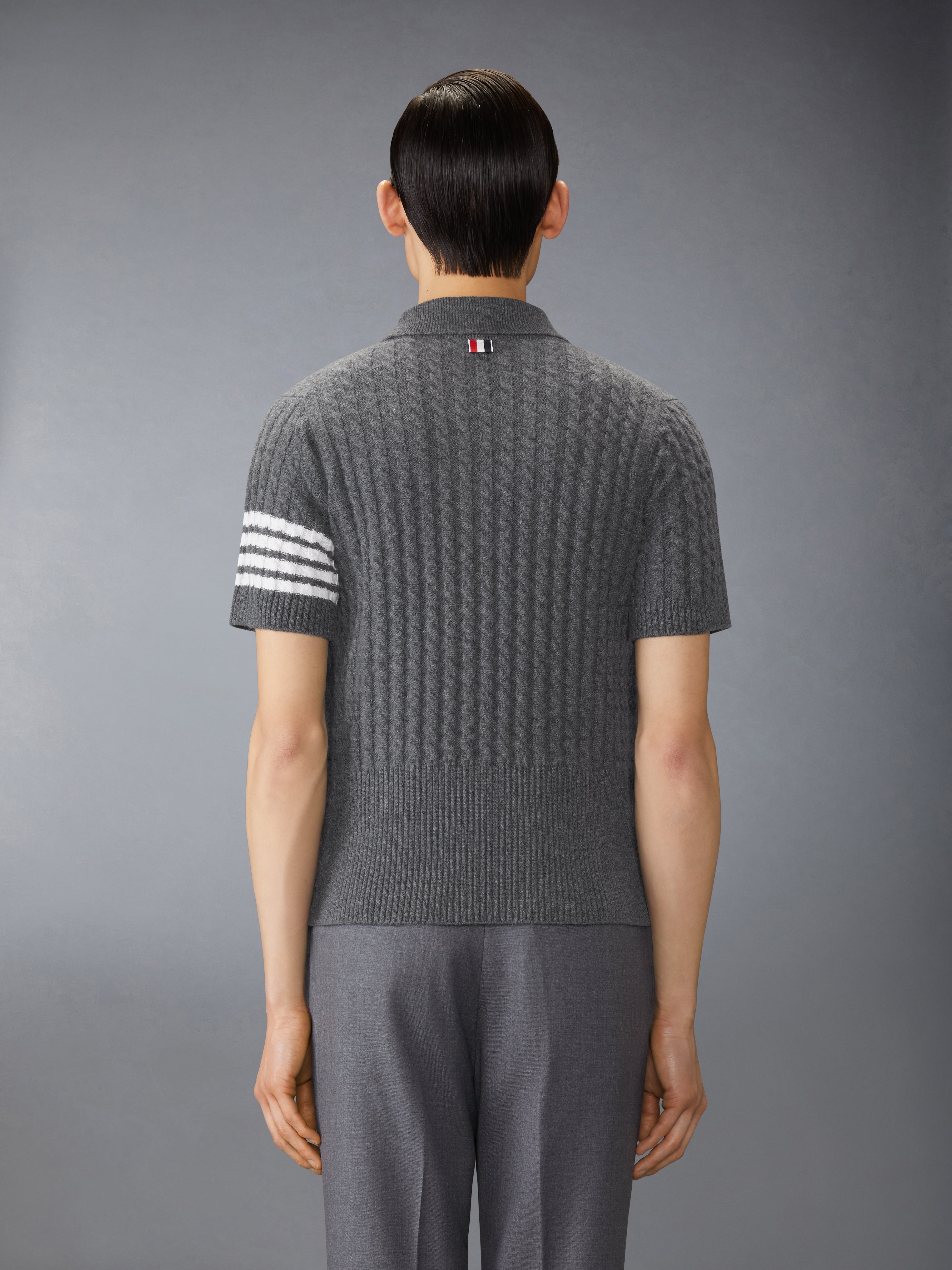 THOM BROWNE ダークグレー ニット　ポロシャツ SIZE 3 Cashmere 4-Bar Polo | Thom Browne