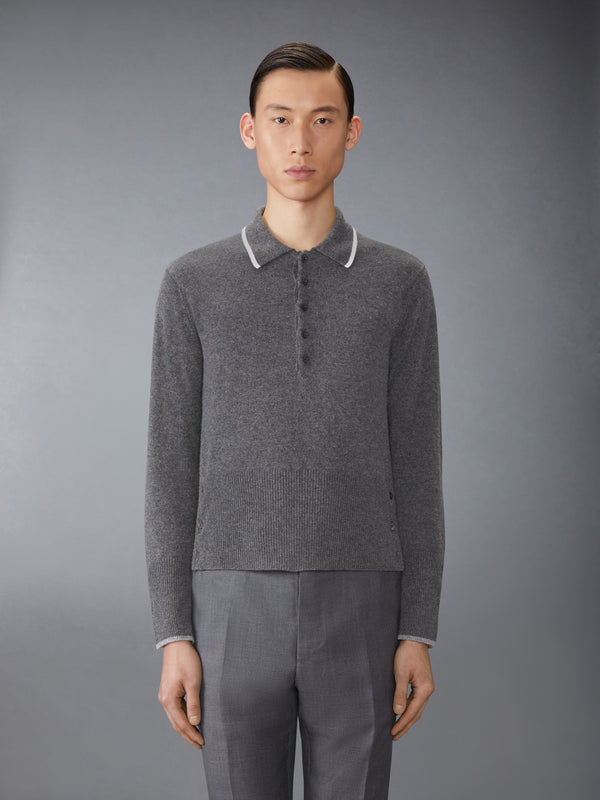 BROWNE 65 ジャージー インターシャ カシミヤ 長袖ポロシャツ - image 1