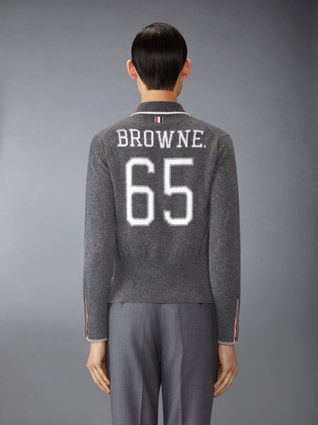BROWNE 65 JERSEY INTARSIA CASHMERE LONG SLEEVE POLO