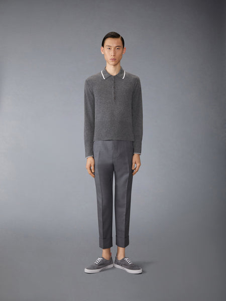 BROWNE 65 JERSEY INTARSIA CASHMERE LONG SLEEVE POLO