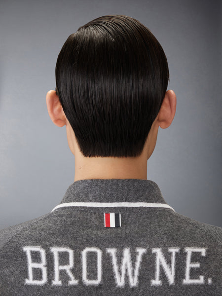 BROWNE 65 JERSEY INTARSIA CASHMERE LONG SLEEVE POLO