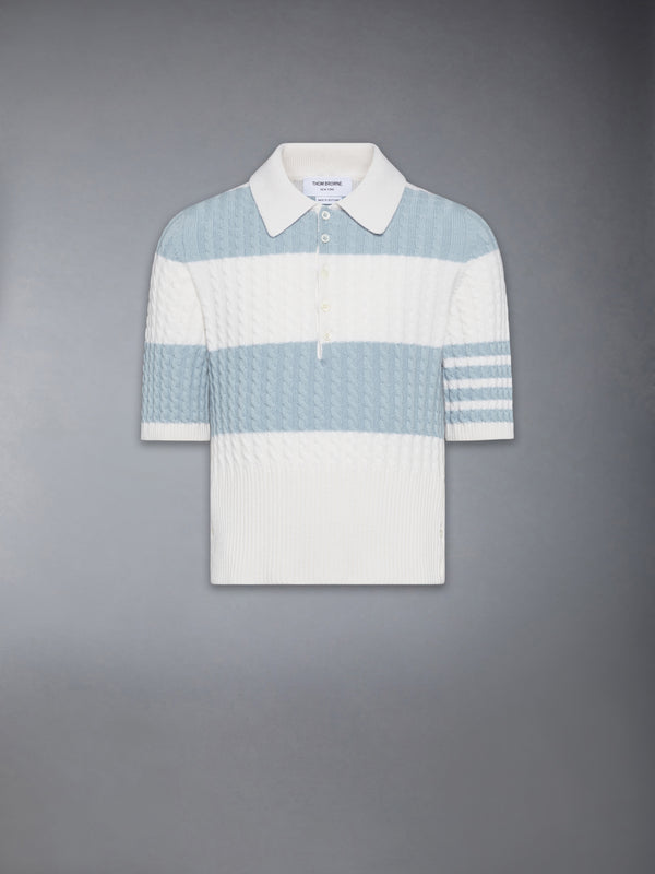 CASHMERE BABY CABLE STITCH 4-BAR RUGBY STRIPE POLO - featured image