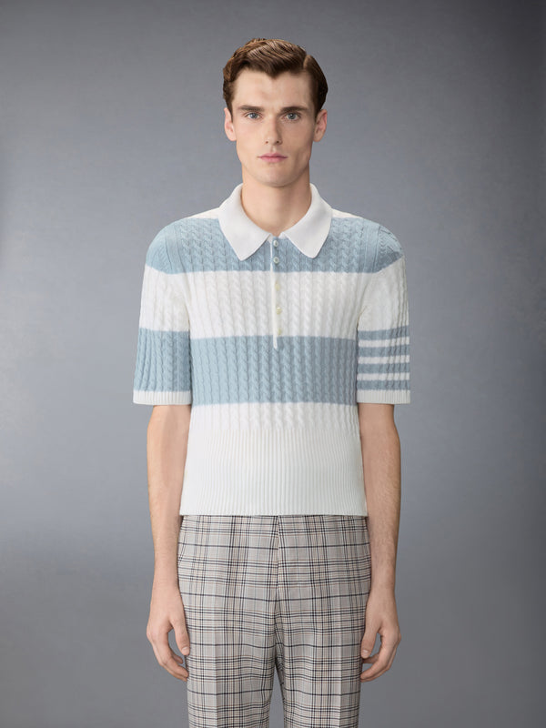 CASHMERE BABY CABLE STITCH 4-BAR RUGBY STRIPE POLO - image 1