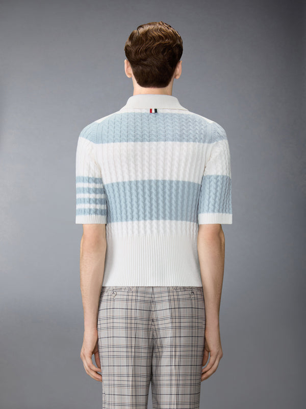 CASHMERE BABY CABLE STITCH 4-BAR RUGBY STRIPE POLO - image 2