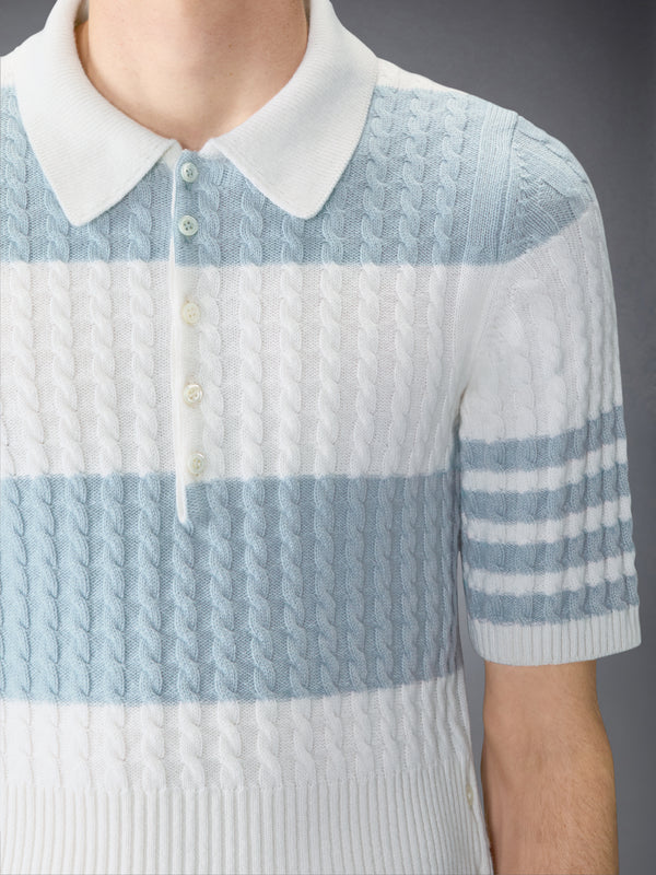 CASHMERE BABY CABLE STITCH 4-BAR RUGBY STRIPE POLO - image 5