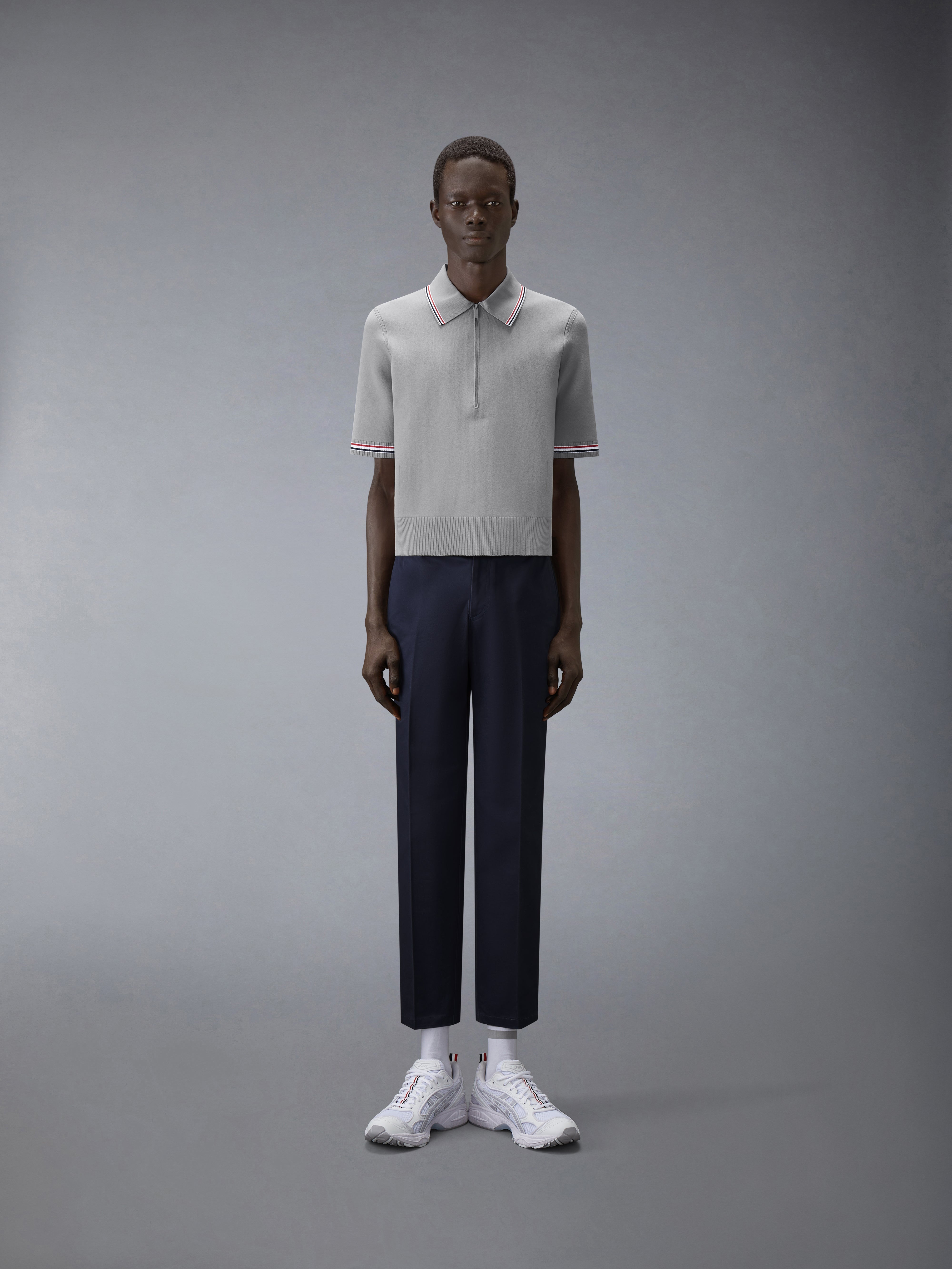 Browne 65 Intarsia Zip Polo | Thom Browne