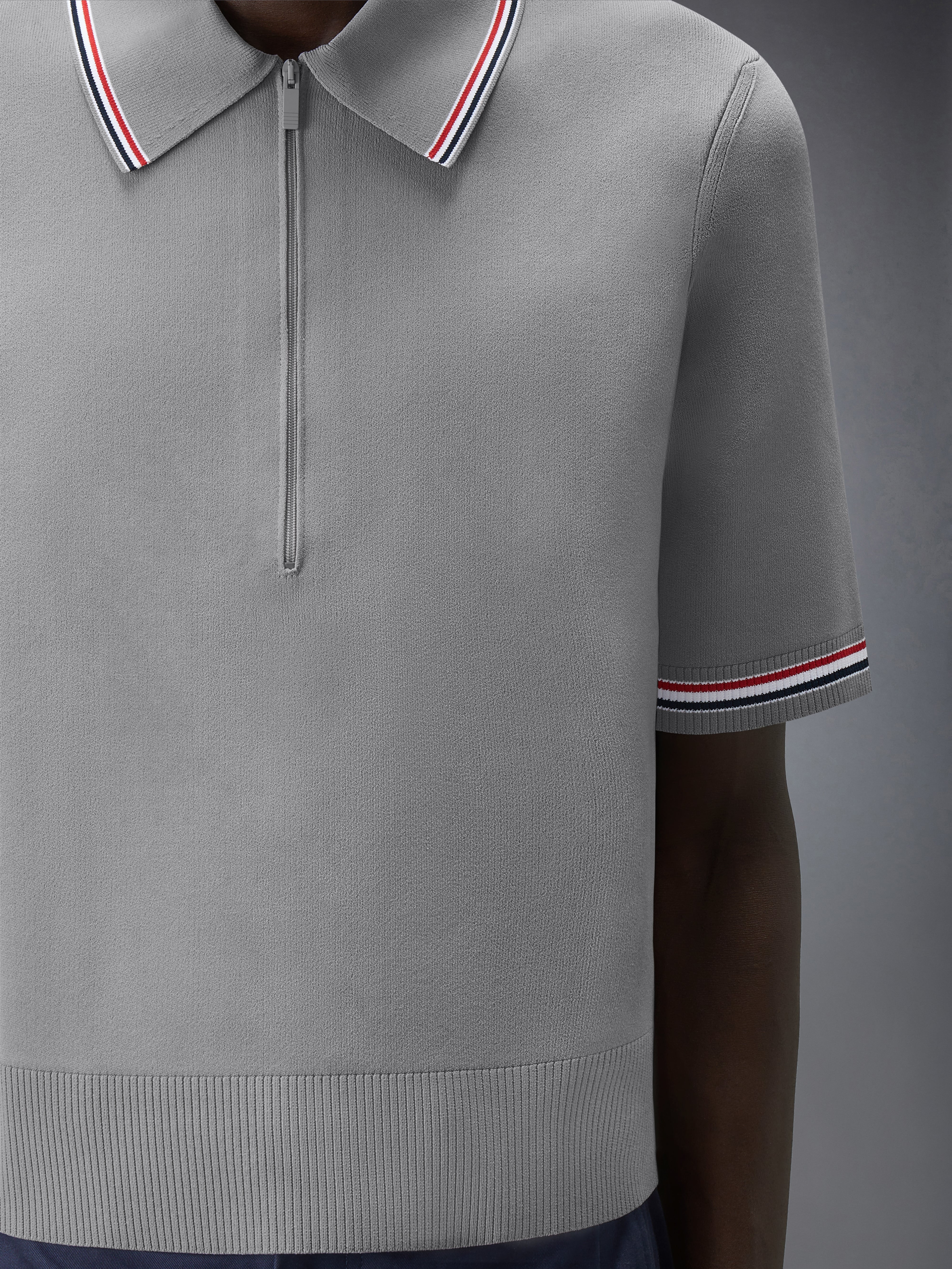 Browne 65 Intarsia Zip Polo | Thom Browne