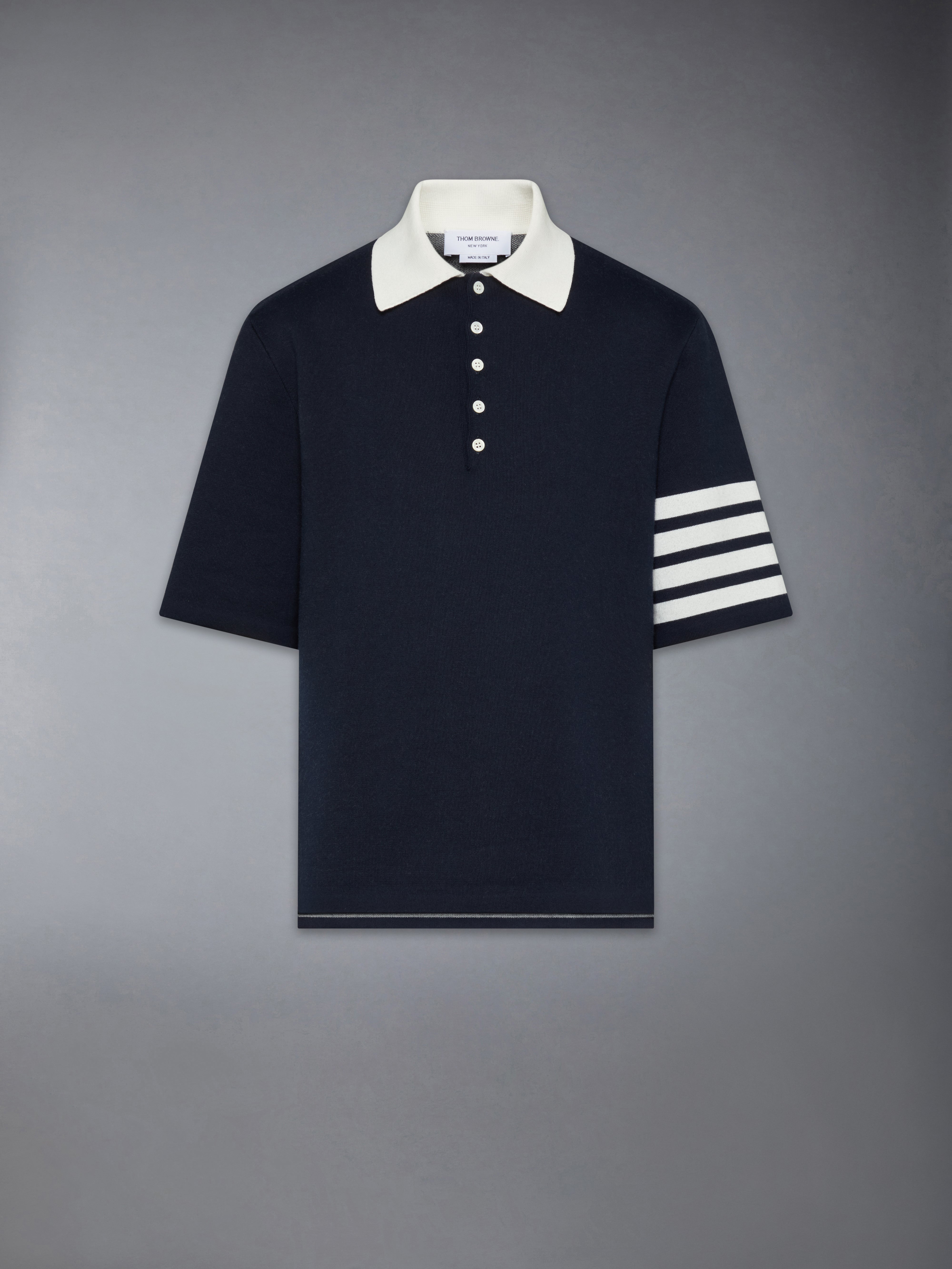 Crest Intarsia Jacquard 4-Bar Rugby Fit Polo | Thom Browne