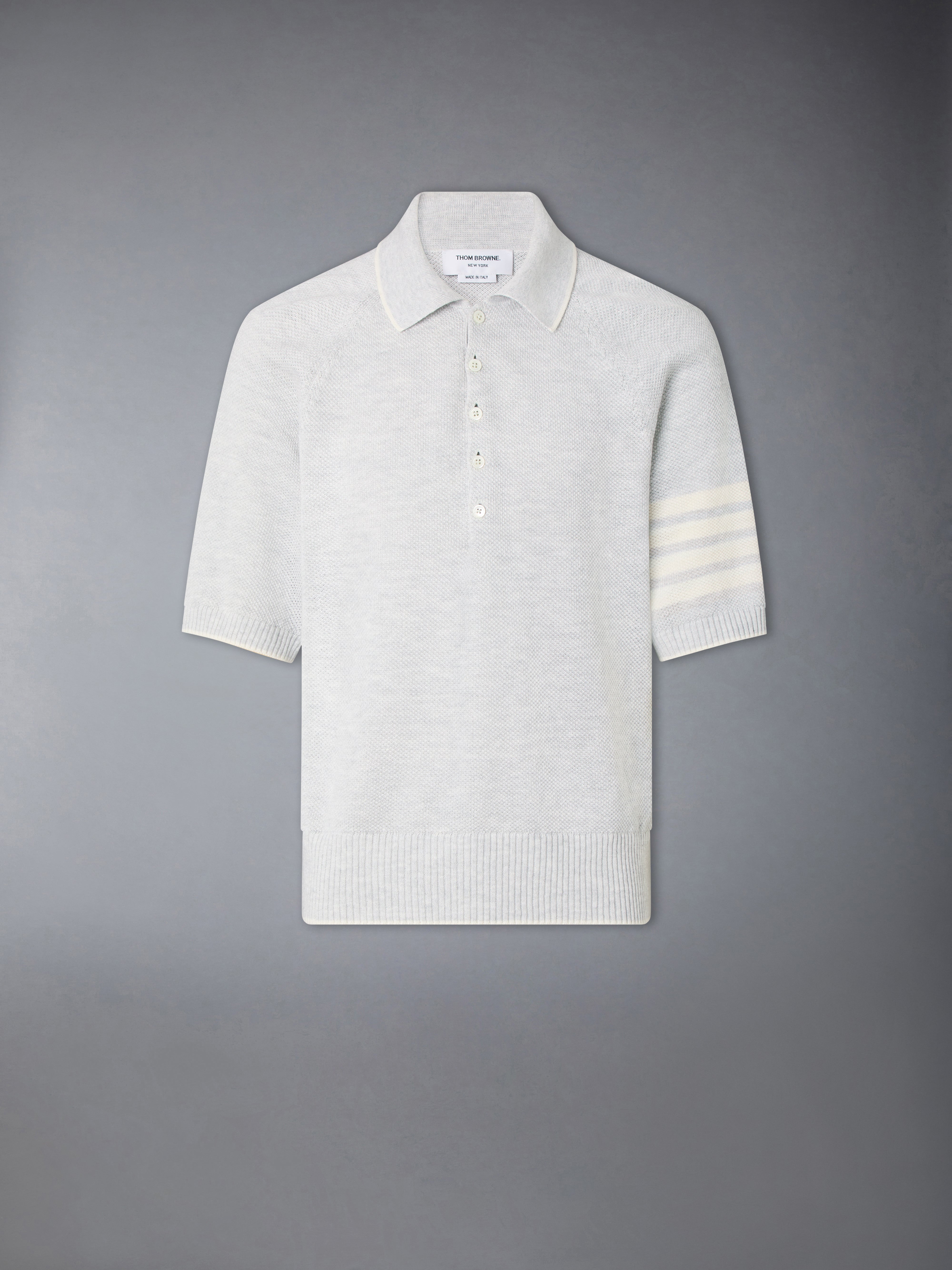 Linen Cotton 4-Bar Relaxed Fit Polo | Thom Browne