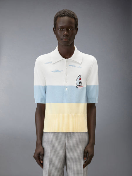 NANTUCKET SCENIC JERSEY POLO WHITE