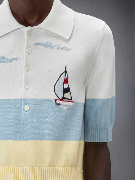 NANTUCKET SCENIC JERSEY POLO WHITE