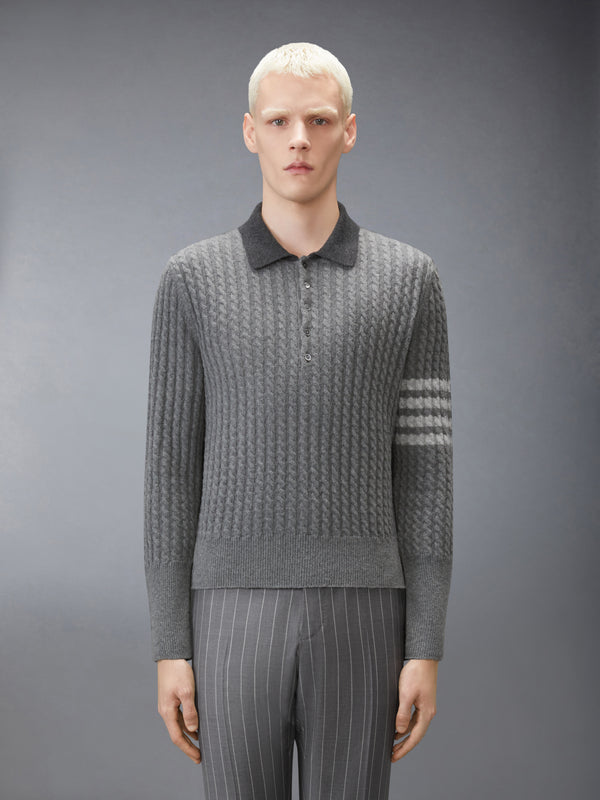 BABY CABLE STITCH 4-BAR LONG SLEEVE POLO - image 1