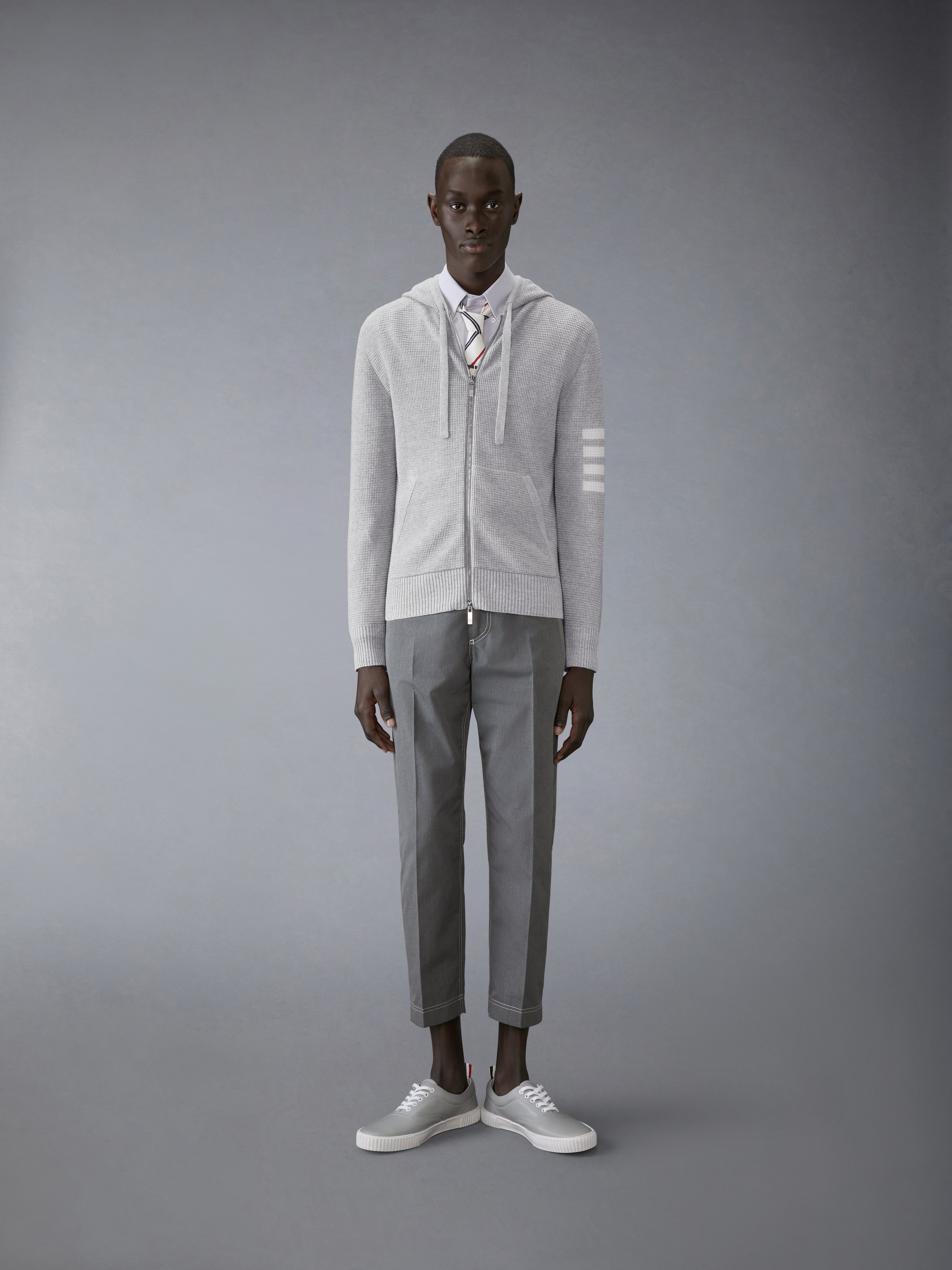 Linen Cotton 4-Bar Relaxed Fit Hoodie | Thom Browne