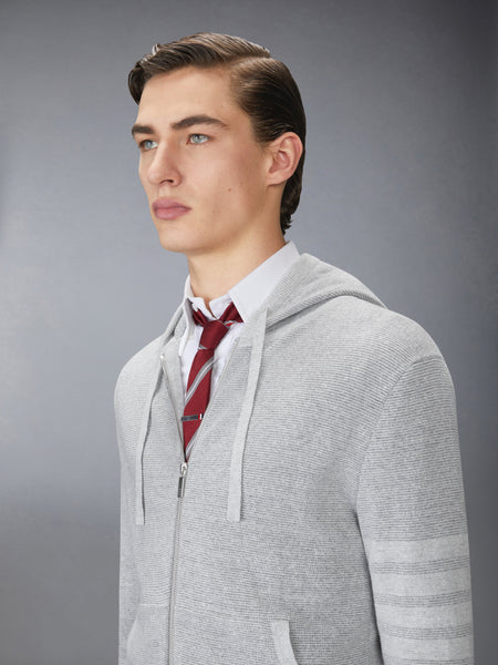TEXTURED STRIPED STITCH 4-BAR RELAXED FIT HOODIE