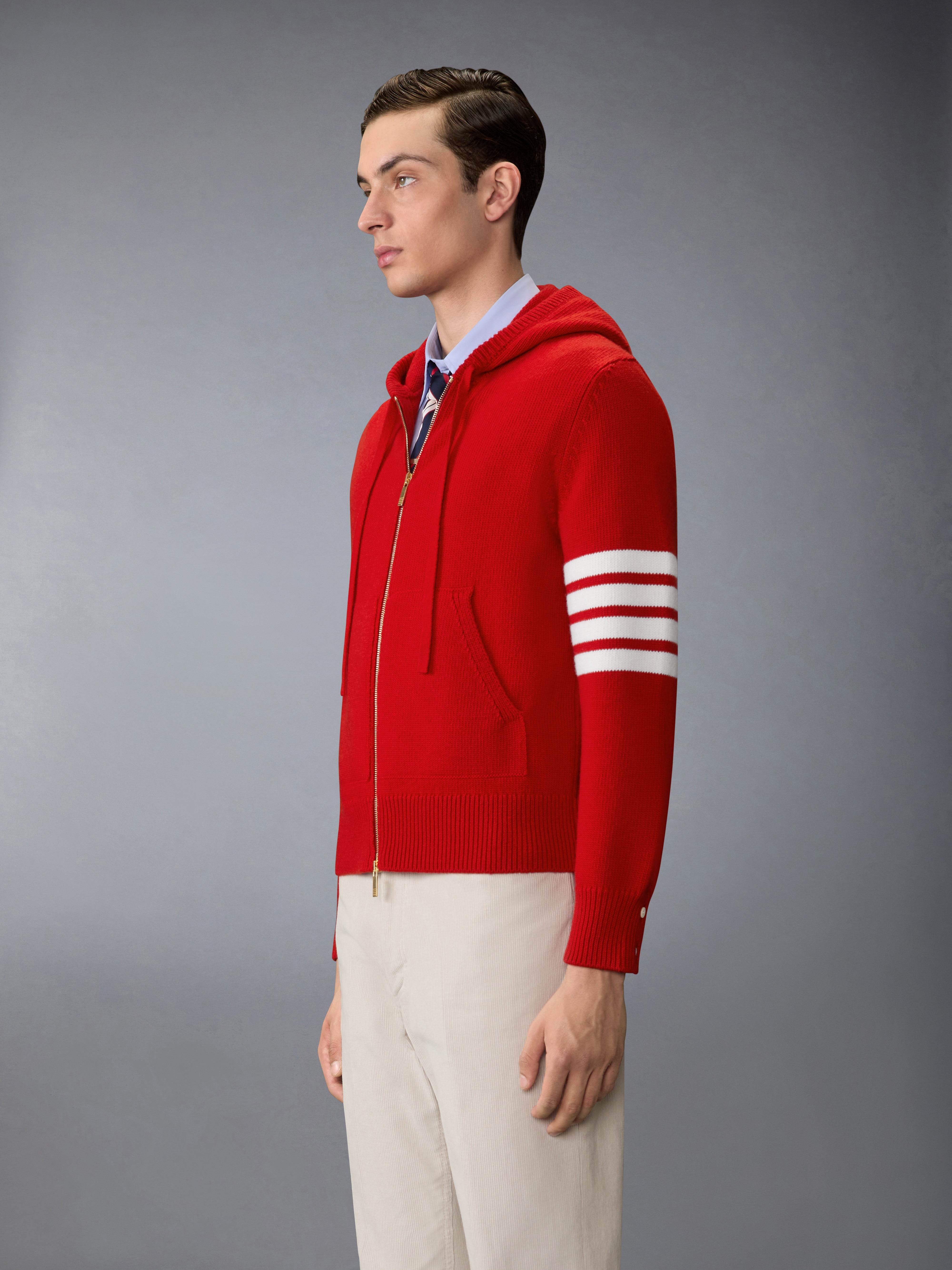 Hector Intarsia Merino Zip Up Hoodie | Thom Browne