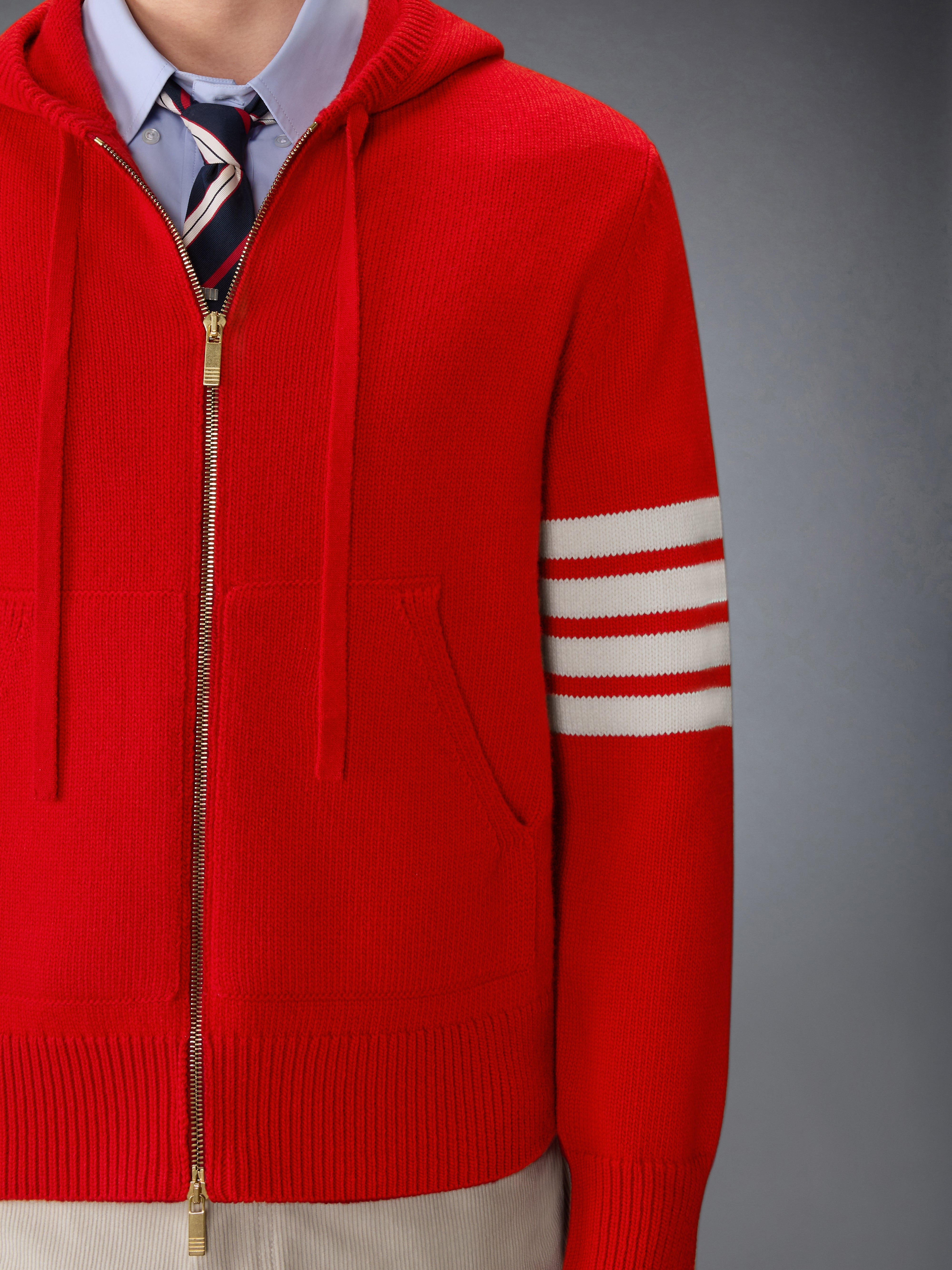 Hector Intarsia Merino Zip Up Hoodie | Thom Browne