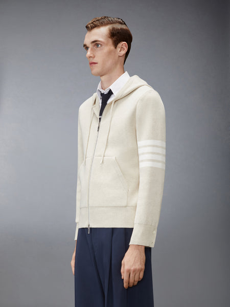 MILANO STITCH 4-BAR ZIP UP HOODIE BEIGE