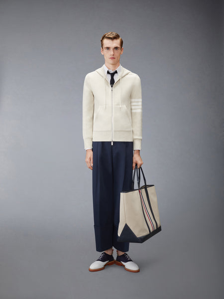 MILANO STITCH 4-BAR ZIP UP HOODIE BEIGE