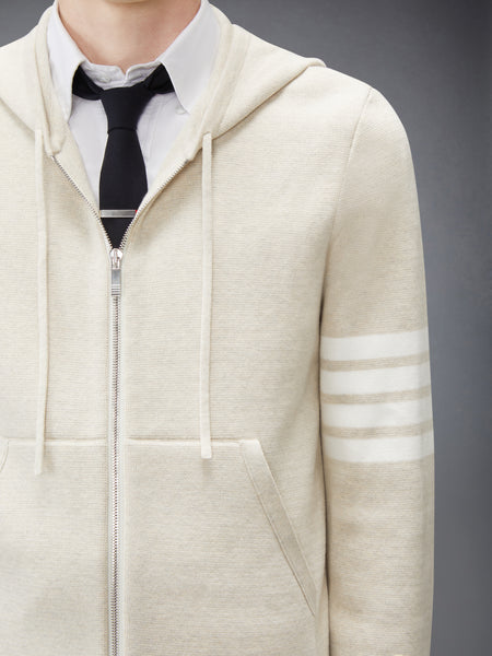 MILANO STITCH 4-BAR ZIP UP HOODIE BEIGE