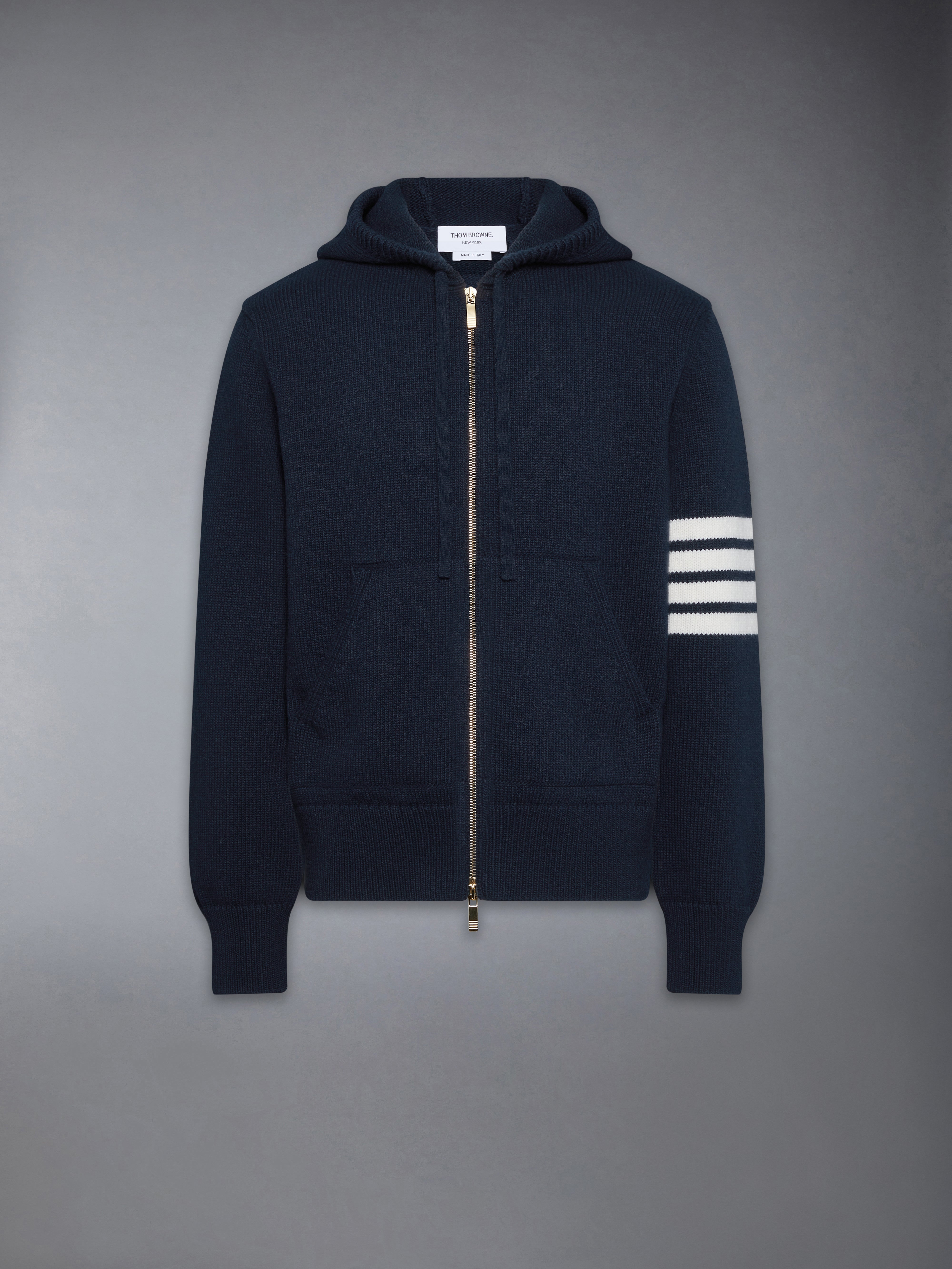 Lunar New Year Intarsia Merino 4-Bar Zip Up Hoodie | Thom Browne
