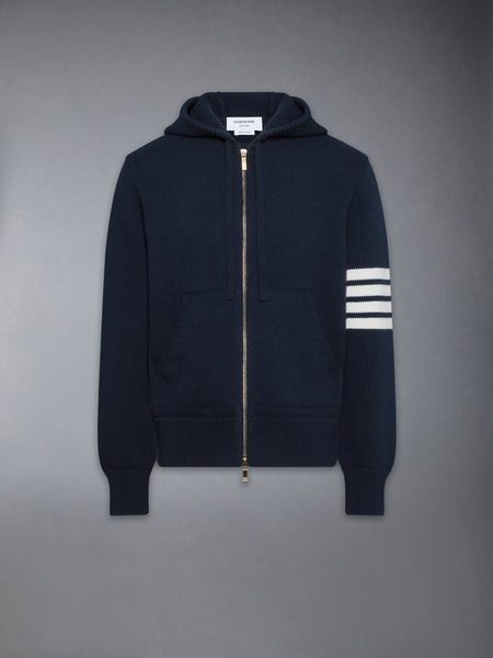 LUNAR NEW YEAR INTARSIA MERINO 4-BAR ZIP UP HOODIE NAVY