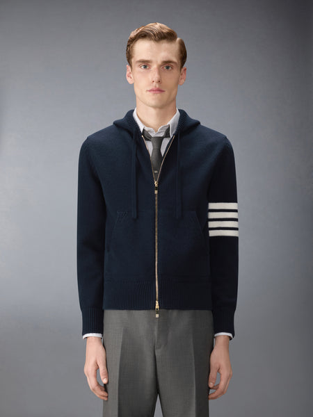 LUNAR NEW YEAR INTARSIA MERINO 4-BAR ZIP UP HOODIE NAVY