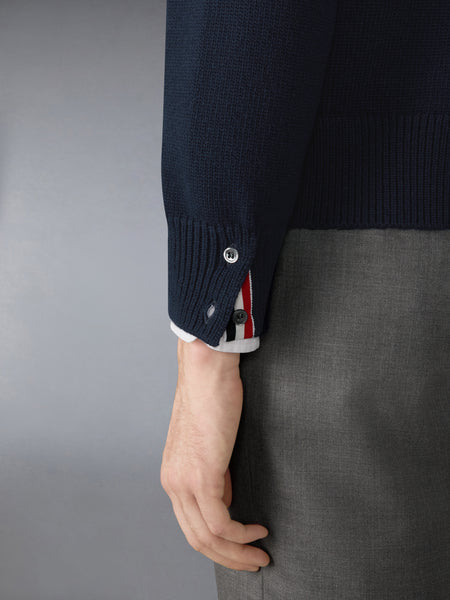 LUNAR NEW YEAR INTARSIA MERINO 4-BAR ZIP UP HOODIE NAVY