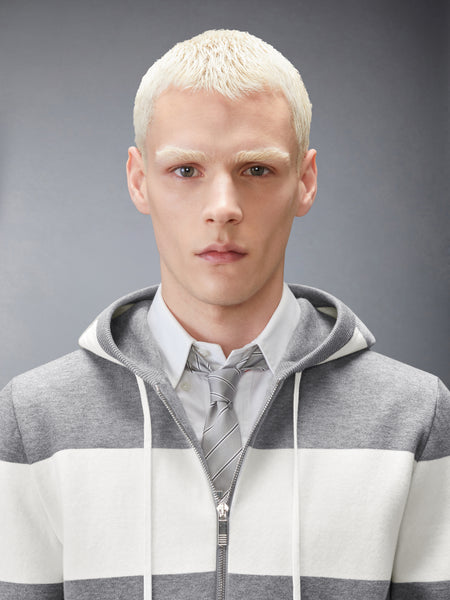HECTOR 4-BAR RUGBY ZIP UP HOODIE ライト グレー