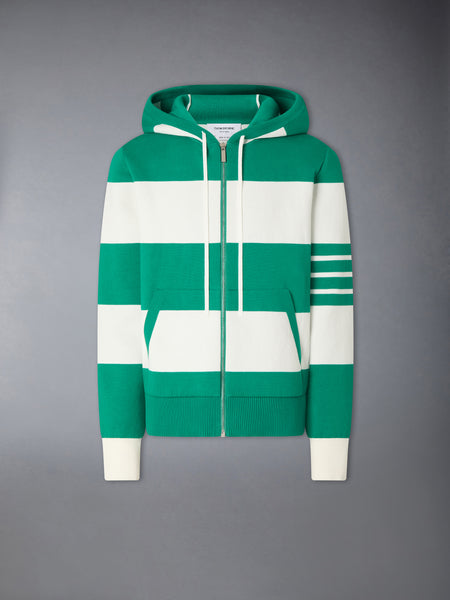 HECTOR 4-BAR RUGBY ZIP UP HOODIE GREEN
