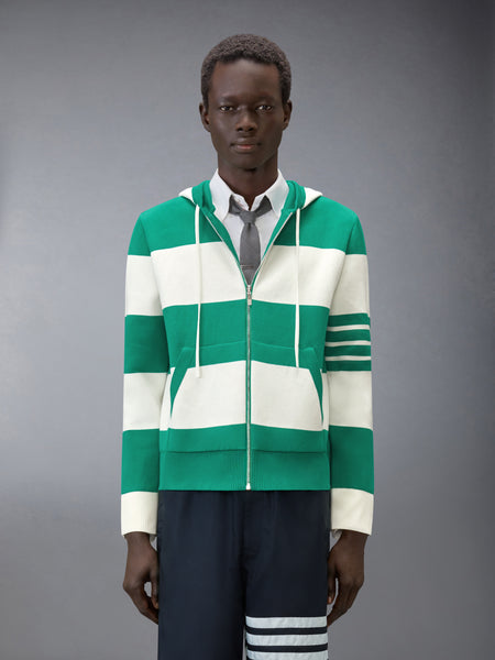 HECTOR 4-BAR RUGBY ZIP UP HOODIE GREEN