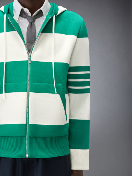 HECTOR 4-BAR RUGBY ZIP UP HOODIE GREEN