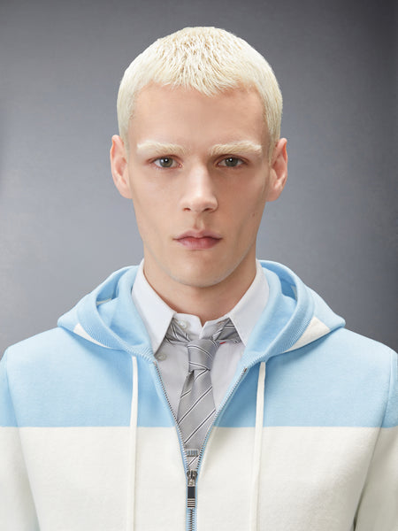 HECTOR 4-BAR RUGBY ZIP UP HOODIE LIGHT BLU